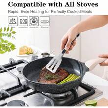 Frying Pans Nonstick With Lid, 11 Inch Skillet With Lid, Induction Cooking Pan, Stay-Cool Handle, Compatible With All Stovetops, PFOA - Classic Granite - View 8