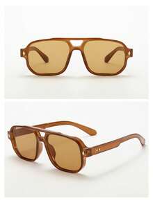 6 件套男士经典方形双桥简约个性时尚眼镜（适合驾驶、旅行、休闲、度假、户外运动、日常使用）返校时尚学院风