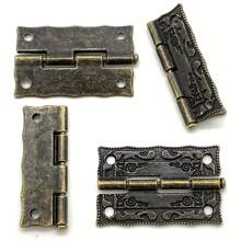 2 zestawy/22 sztuki zabytkowe dekoracyjne szafki na biżuterię zawiasy zatrzaskowe, zabytkowe grawerowane brązowe miniaturowe zawiasy do pudełek i ochraniacze narożników pudełek ze śrubami, DIY rzemiosło drewniane pudełko naprawa pudełek na prezenty