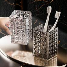 1 件透明塑料化妆品收纳盒，大容量化妆刷架，桌面收纳盒，可存放口红、眼线笔、文具、化妆品收纳整理器，适用于浴室、卧室、宿舍、办公室 - 彩色 - 查看 7