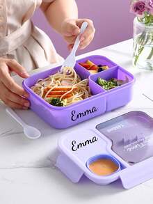 Caja de almuerzo de plástico rectangular personalizada y personalizada, caja bento portátil a prueba de fugas, almacenamiento para el regreso a la escuela, preservación de frutas, contenedor multifuncional y duradero - Multicolor - Ver 3