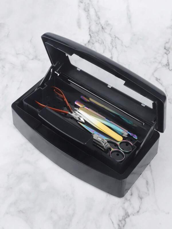 1pc Disinfection Tray For Nail Tools, Anti-Leak Disinfector, Made Of Durable ABS Plastic, Suitable For Disinfecting Manicure, Hairdressing, Salon And Nail Equipment And Instruments, Long-Lasting Disinfection Container