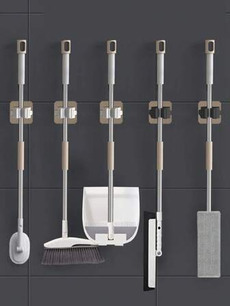 8 件/4 件/1 件多功能拖把和扫帚架、锅夹、壁挂式扫帚架、自粘式拖把和扫帚挂钩、可拆卸防水防滑挂钩，适用于家庭、浴室、厨房、花园和车库收纳