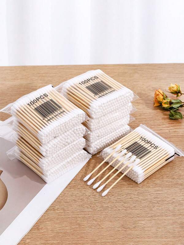 1000/500/200/100pcs Double-Headed Cotton Swabs - Fragrance-Free, Low Allergenic, Suitable For Ear And Makeup Cleaning, Personal Care And Household, Multi-Purpose Cotton Swabs
