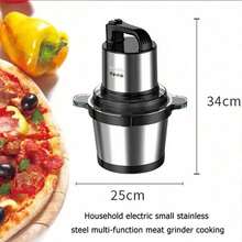 SOKANY 7028 多功能电动绞肉机，4升大容量，双层四刀片，两档速度设置，800瓦大功率，不锈钢材质，适用于家庭和餐厅，可用作食物搅拌机、绞肉机、压蒜器、蔬菜切丝器、洋葱切片器，也可用于加工生姜、辣椒、水果和肉类。