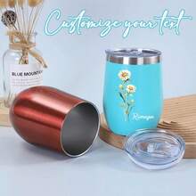 1 件个性化蛋壳杯不锈钢保温杯，U 型大肚杯随行杯，带盖 - 定制不锈钢酒杯、咖啡杯或饮料桶 12 盎司，生日、卧室、家居、特殊场合的理想礼物