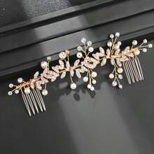1 Stück silberner Blumen-Haarkamm, eleganter Braut-Haarschmuck