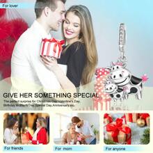 tiantianxue 1pc Silver-Plated Elegant High-Quality Jewelry DIY Cute Little Cow Pendant, Suitable For Women Bracelet/Anklet/Necklace DIY Jewelry Making, Valentine's Day Gift, Fashion Accessories