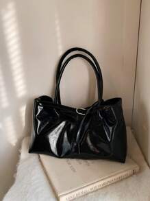 Large Capacity Tote Bag With Strap Decor, Women's 2025 New Retro Fashion Shoulder Bag, High-End Underarm Bag, Suitable For Shopping And Commuting, Versatile
