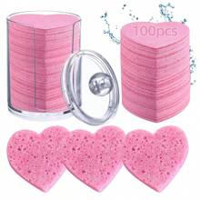 50 Pieces Reusable Compressed Natural Facial Sponges Round Soft Face Exfoliator Makeup Removal Cleansing Sponge Reusable Cosmetic Sponge With Clear Plastic Sponge Storage Jar