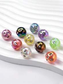 20pcs/Set Fashionable Crystal Dotted Acrylic Round Beaded Bracelet, Necklace, Phone Charm DIY Jewelry Making Supplies