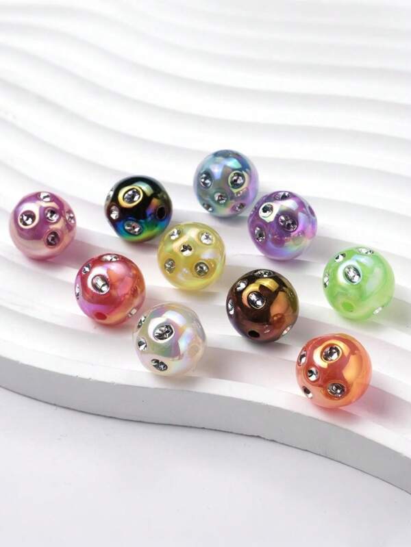 20pcs/Set Fashionable Crystal Dotted Acrylic Round Beaded Bracelet, Necklace, Phone Charm DIY Jewelry Making Supplies