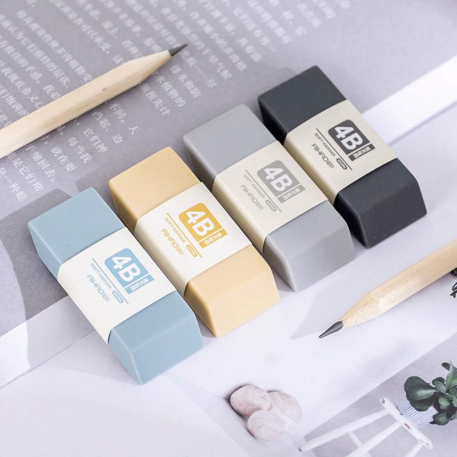 1 件包含立方体橡皮擦、4B 柔软耐用艺术家聚合物橡皮擦、无污渍、可爱学校文具用品、必备返校用品、莫兰迪色 4B 学生办公艺术橡皮擦、儿童节和圣诞节期末奖品和礼物文具 - 彩色 - 查看 1