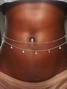 Modischer europäischer und amerikanischer Stil einfache sexy transparente Kristall Taillen-Kette, hochwertige doppellagige Kristall Taillen-Kette für Frauen