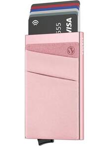 Tarjetero VULKIT con bolsillo para dinero, billetera emergente, bloqueo RFID, estuche delgado de metal para tarjetas bancarias, con capacidad para 5 tarjetas y billetes - VC104 Vino - Ver 9