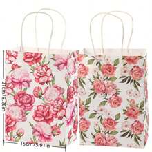 4 pezzi/10 pezzi/16 pezzi Sacchetto regalo a fiori, Borsa a fiori, Sacchetto di carta Kraft, adatto per matrimoni, feste di nozze, compleanni, shopping aziendale, piccoli regali per feste, stagione di laurea - Sacchetti regalo di carta colorata, adatti per festival, Ringraziamento, riunioni di classe, feste e altre occasioni.