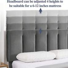 VECELO Double Bed Frame With 4 Storage Drawers, Upholstered Platform With Adjustable Velvet Headboard, Solid Wood Slat Support, No Box Spring Needed, Easy Assembly, Dark Grey - Dark Grey - View 4
