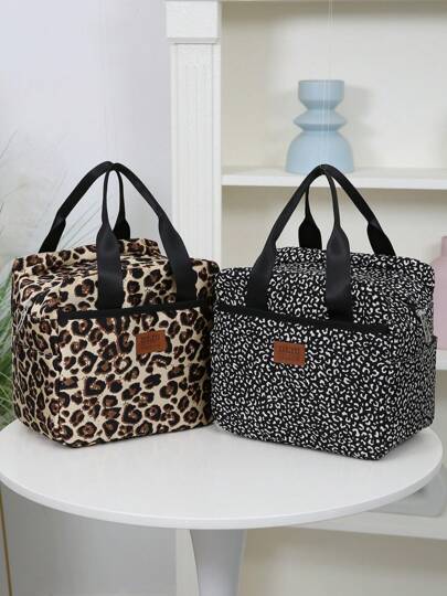 DLIU New Thickened Material Tote Bag, Large Capacity Portable Lunch Box Storage Bag, Suitable For Work Commute, Carrying Meals, Outdoor Shopping, Lunch Box Storage, Daily Use, Zippered Lunch Bag, Handbag. Back To School Season, Retro Style, Aluminum Foil Insulation Layer Inside, Multiple Pockets Outside Lunch Bag For Women Lunch Box For School For Traveling Waterproof Bag Insulated Lunch Bag Lunchbox