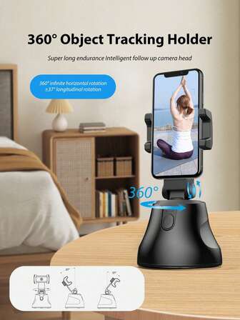 360 Degree Rotating Intelligent Tracking Camera Platform Live Broadcast Tripod Mobile Phone Bracket Automatic Tracking Camera Compatible With Iphone Android Phone For Summer Vacation, Travel, Fill Light, Outdoor Activities, Live Streaming Selfie Stick