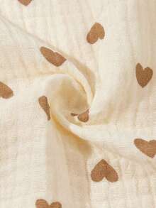 1 件柠檬印花平纹细布婴儿襁褓包，适合新生男婴和女婴的婴儿车罩毯，接收毯，平纹细布襁褓布，婴儿床上用品 - 愛心 - 查看 3