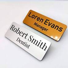 Insignia personalizada con nombre, etiqueta de identificación de personal con pin, diseña tu insignia personalizada, insignia plana personalizada para el trabajo, etiqueta con nombre de oficina para empleados, etiquetas comerciales - Multicolor - Ver 5