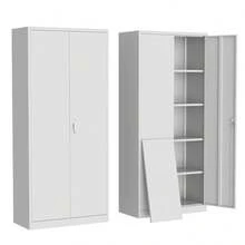 Storage Metal Cabinet 71" With Doors And 4 Shelves Adjustable 4 Adjustable Feet And Lock Tall Storage Cabinet For Pantry Garage Craft Bedroom Office Shop - White - View 3