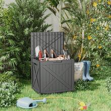 DRATO 150 Gallon Outdoor Storage Box, Large Waterproof Deck Box, Lockable Resin Storage Container With Reinforced Support Patio Cushions, Garden Tools,-Resistant Outdoor Chest(Black) - Black X - 查看 8