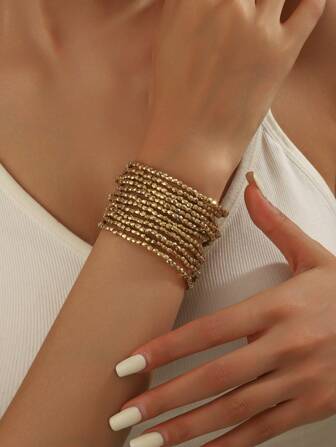 Set de 12 pulseras asimétricas con cuentas para mujeres, estilo bohemio adecuado para uso diario, para niñas y damas