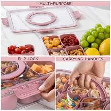 8-Compartment Snackle Box Container With Lid & Handle – Food-Safe PP Plastic Portable Snack Organizer For Charcuterie, Grid Storage Box, Large Capacity Refrigerator Fresh-Keeping Box, Portable Fruit Storage Box, Drain Box, Kitchen Seasoning Box, For Fruits, Nuts, Travel, Office & Picnics, Back To School, School Supplies, School Supplies 1PC