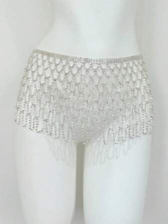 1pc Sexy Luxury Hollow Net Waist Chain, Nightclub Party Exaggerated Bikini Jewelry Chain For Women