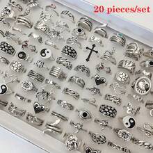 20 件/套个性化蜘蛛与蛇图案合金戒指，朋克与嘻哈风格混合，情侣戒指，适合派对和日常佩戴，时尚珠宝，最佳礼物，随机发货 - 20個隨機戒指 - 查看 10