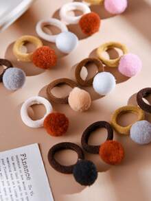 30pcs/Set Brown Fuzzy Ball Hair Scrunchies, Cute Sweet Niche Women Daily Versatile Non-Damaging Half Ponytail Side Braided Hair Ties Accessories