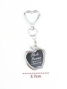 1pc Unisex Apple Heart Shaped Key Chain, Photo Frame Keyring, Personalized Couple's Memorabilia, Bag Pendant