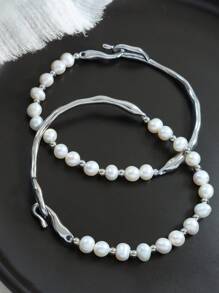 MiDuoDuo 1 Stück MiDuoDuo Mode elegante quadratische Anhänger Halskette mit natürlicher Süßwasserperle Armband, hochwertiges Geschenk für Frauen