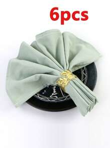 6/12 件现代简约绿色柔软吸水餐厅派对装饰皱纹方形餐巾，适用于餐厅、家居、活动