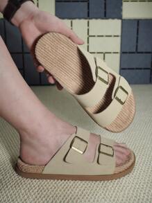 DISARCON New Summer Men's Sandals, High-End/Fashion/Versatile/Business/Plus Size Men's Shoes, Metal Double Buckle Design, Adjustable Classic Retro Slide Sandals, Suitable For Outdoor Leisure And Vacation, Non-Slip/Breathable/Durable/Beach Slippers, Indoor And Outdoor Bathroom Home Slippers For All Seasons