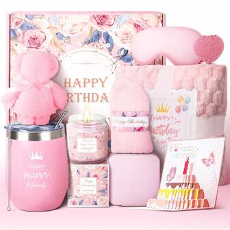 BouZaFoFa Birthday Gift Basket For Women Valentine Gifts  Spa Basket Care Package Unique Box For Mom Mother's Day