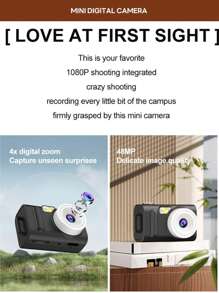 1080P HD Digital Mini Camera Intelligent Focusing Screen 4800W Pixels Compatible MicroSD 32GB 64GB 128GB