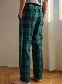 3pcs Men's Plaid Print Casual Straight Leg Pajama Pants, Breathable Loose Sweatpants With Pockets, Elastic Waist, Comfortable Long Pants, Multi-Colors Set, Fall Clothes