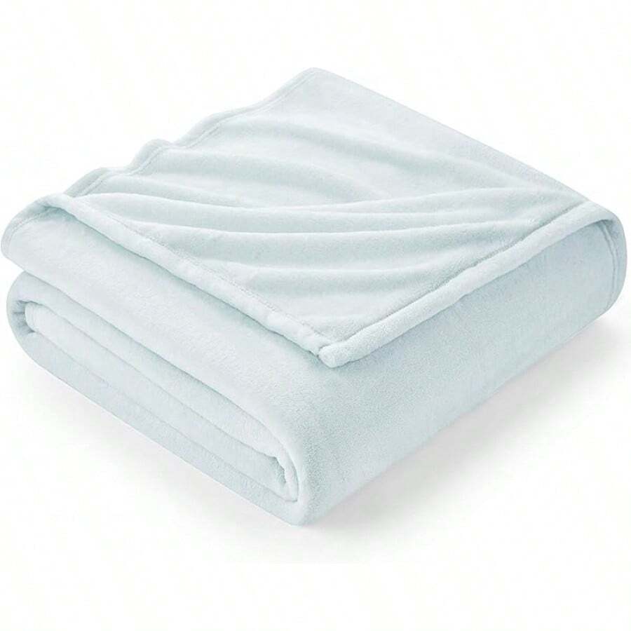 Sofa Blanket Living Room Cover SetFleece Blanket Twin Size, Soft Cozy Twin Blanket, Fuzzy Flannel Blanket Bed, Sofa, Couch, Travel, Camping, 60 X 80 Inches - 冰藍色 - 查看 1