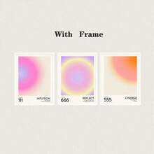 3 pièces - Affiche de gradient d'aura abstrait, art mural spirituel d'affirmation quotidienne rose, peinture sur canevas de papillon, décoration de salle esthétique, cadre en option