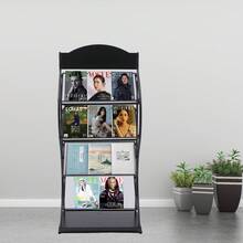 Bazargame 4 Layers Magazine Rack Floor-Standing, 4-Tier Floor-Standing Magazine Rack, Calligraphy Stand Shelf, Brochure Stand, Leaflet Display Stands Free Standing - 黑色 - 查看 5
