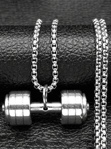 Colar com pingente de haltere fitness hip pop, masculino e feminino, em aço inoxidável, dourado, com pingente de rapper, joia esportiva, presente