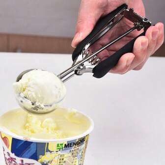 Cucchiaio in acciaio inossidabile per gelato, scavatore di frutta e melone con funzione di espulsione, per uso domestico