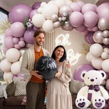 [Bohemian Style Decorative Balloons] 100pcs Light Purple, Beige And Gold Balloons, Suitable For Floral Arch, Perfect For Lavender Theme Anniversary, Bridal Shower, Boy/Girl, Baby Shower, Gender Reveal, Wedding, Birthday, Room Party Decor