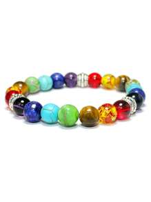 1 pieza Pulsera de curación de energía de Chakra, pulsera de cuentas de equilibrio de yoga con turquesa volcánica, regalo de joyería para fiesta