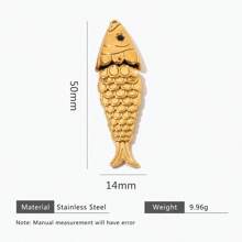 1 Piece 304 Stainless Steel Small Fish Dry Movable Pendant Earrings, 18K Gold Plating, Women's Daily Party Wear DIY Jewellery Accessories Fashion Pendant