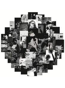 50/150pcs Black & White Artistic Atmosphere Photo Stickers, Personalized Artistic Style, Waterproof PVC Material, Suitable For Helmet Decoration, Car Decor, Party Decor, Labels, Self-Adhesive Stickers, Scrapbooks, Laptops, Luggage, Guitars, Water Bottles, Phone Cases, Urban Youth Fashion Decor