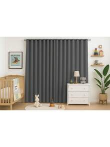 Roma Curtain For Children's Baby Room Semi Blackout Oxford Fabric Plain Various Colors 3.00 X 1.80 Boy Girl - 灰色 - 查看 1