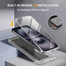 360° Front And Back Shell Film Two-In-One Full Coverage TPU Soft Shell PET Panel PC Back Panel Two-In-One Shockproof And Shock-Absorbing Non-Yellowing Mobile Phone Case Compatible With Apple 16, Galaxy S25 Edge, , Redmi Note, OPPO Waterproof Anti-Fall Scratch Resistant - Clear - View 6